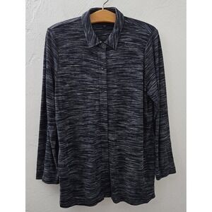 J. Jill Navy Heathered Button Down Long Sleeve Cardigan Women's Size Large